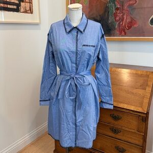 NAADAM Blue Shirt Dress with Black Trim
